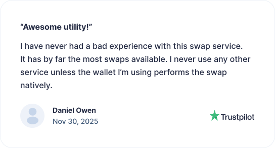 SimpleSwap review screenshot from Trustpilot