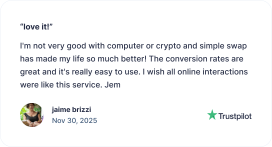 SimpleSwap Trustpilot review screenshot