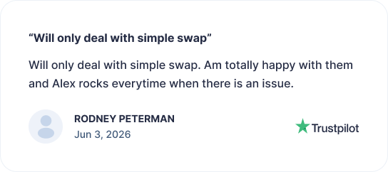 SimpleSwap review screenshot from Trustpilot