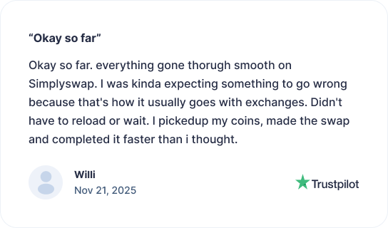 SimpleSwap Trustpilot review screenshot