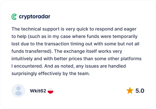 SimpleSwap Cryptoradar review screenshot