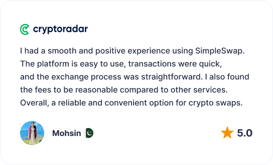 SimpleSwap review screenshot from Cryptoradar