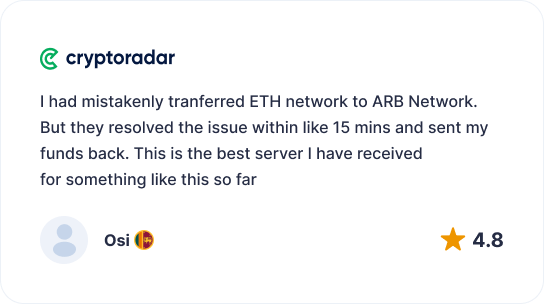 SimpleSwap Cryptoradar review screenshot